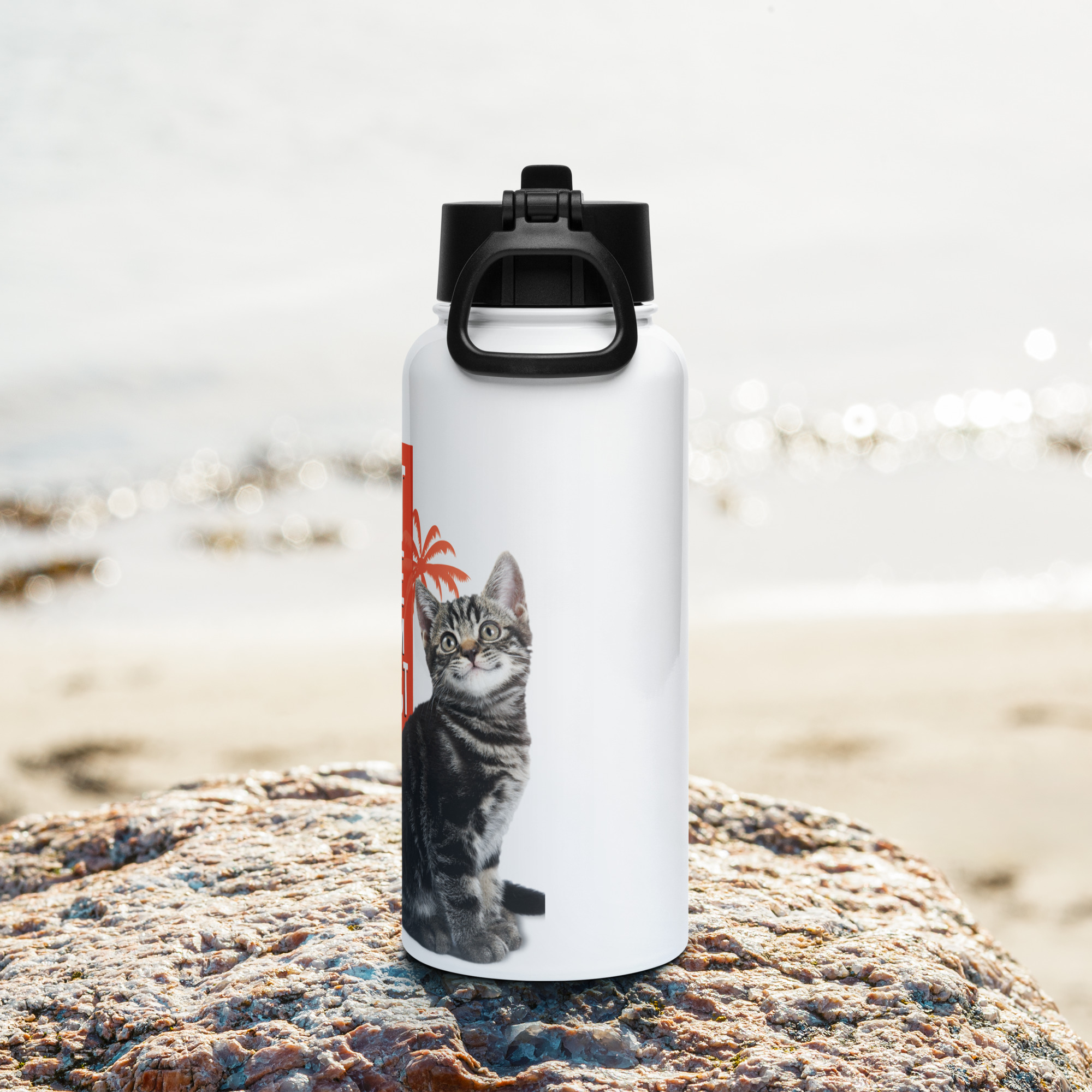 Don't hate me because I'm purrfect Water Bottle with straw - Image 4